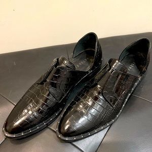 FRĒDA SALVADOR black leather d’Orsay Loafer